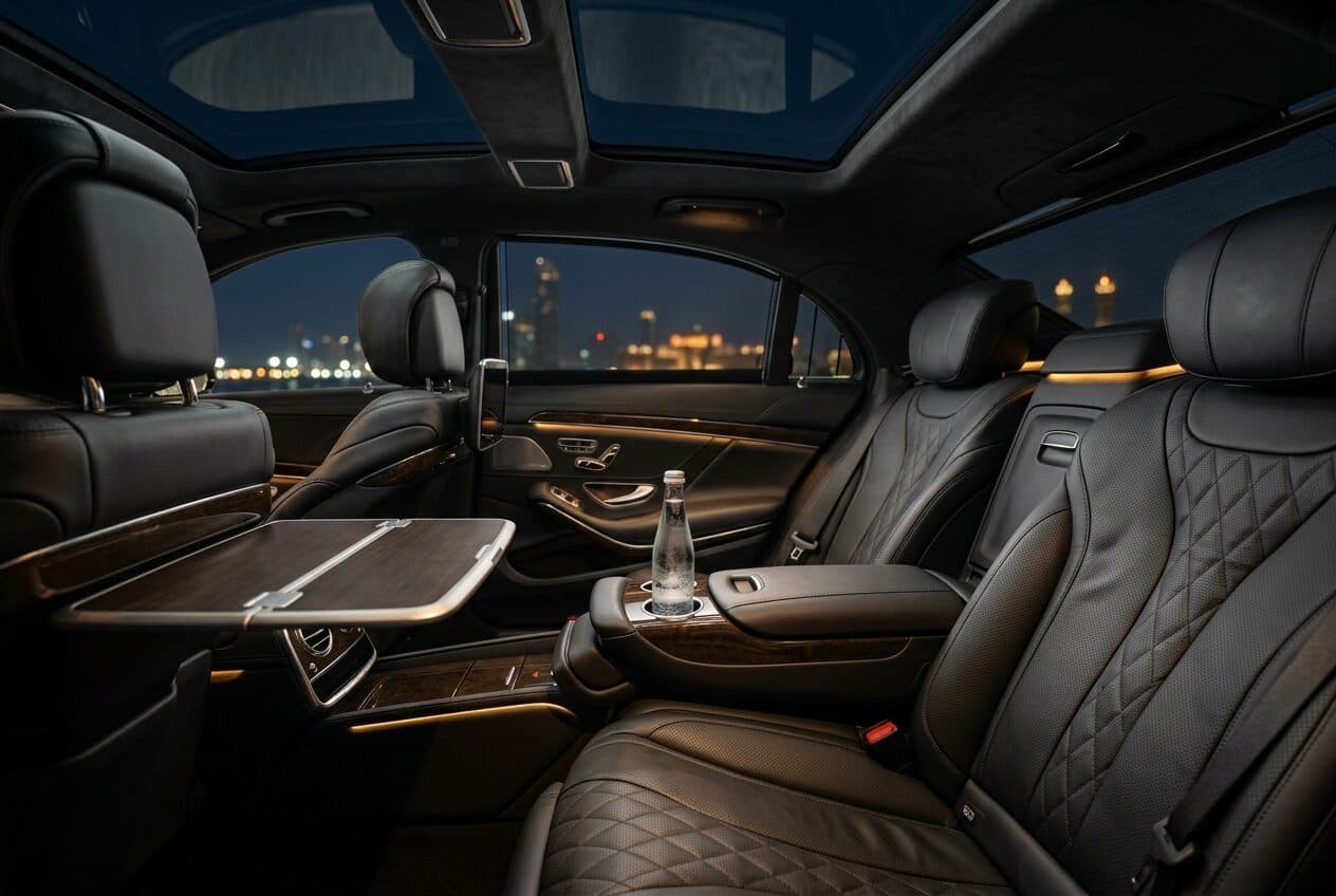 Rear cabin of a Virtus chauffeur vehicle
